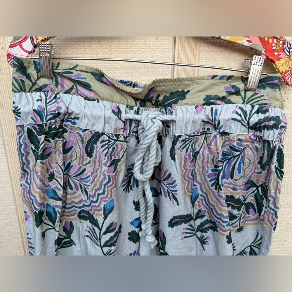 Free People After Glow Balloon Pants Ivory Combo Harem Baggy Pants Genie Floral - Picture 3 of 6